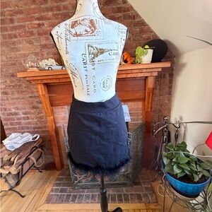 Black Feather Trim Mini Skirt